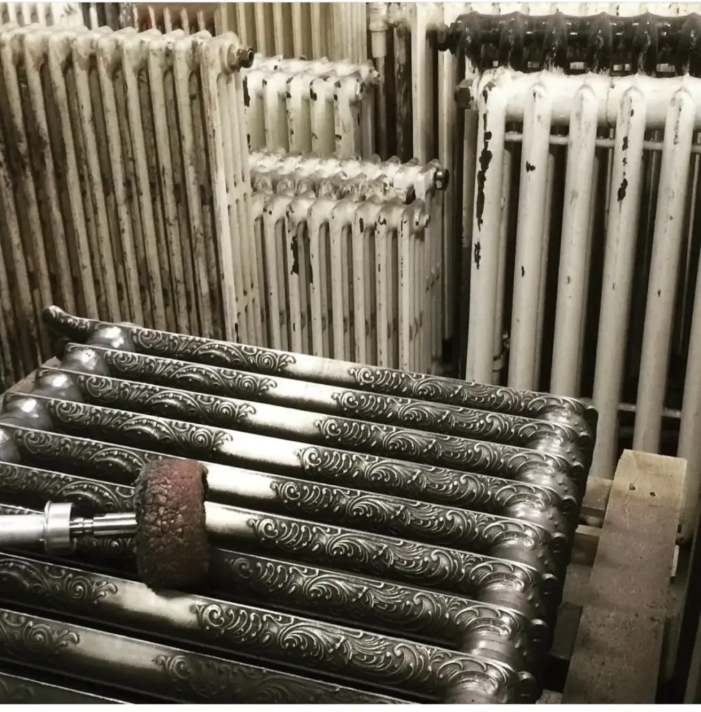 Professional cast iron radiator restoration in the Radrestore workshop
