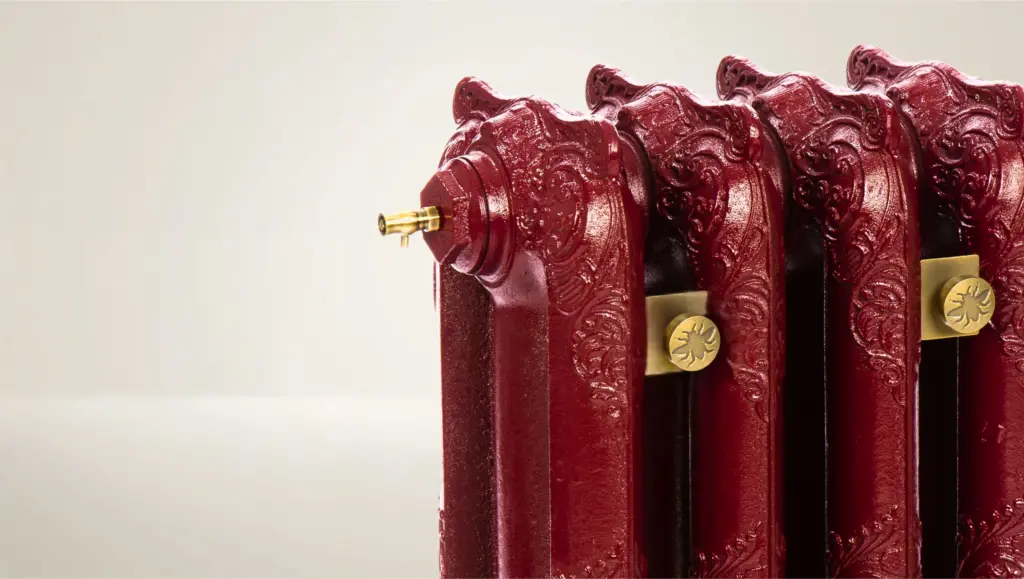 Emperor three-column cast iron radiator finished in Rioja Red, a Radrestore Signature finish