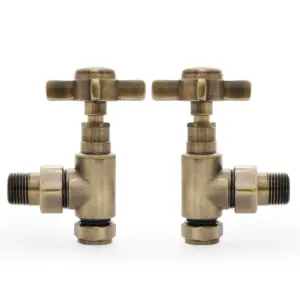 angled manual radiator valve antique brass