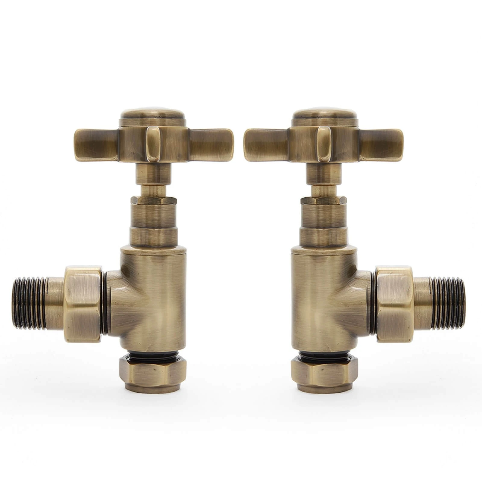 angled manual radiator valve antique brass