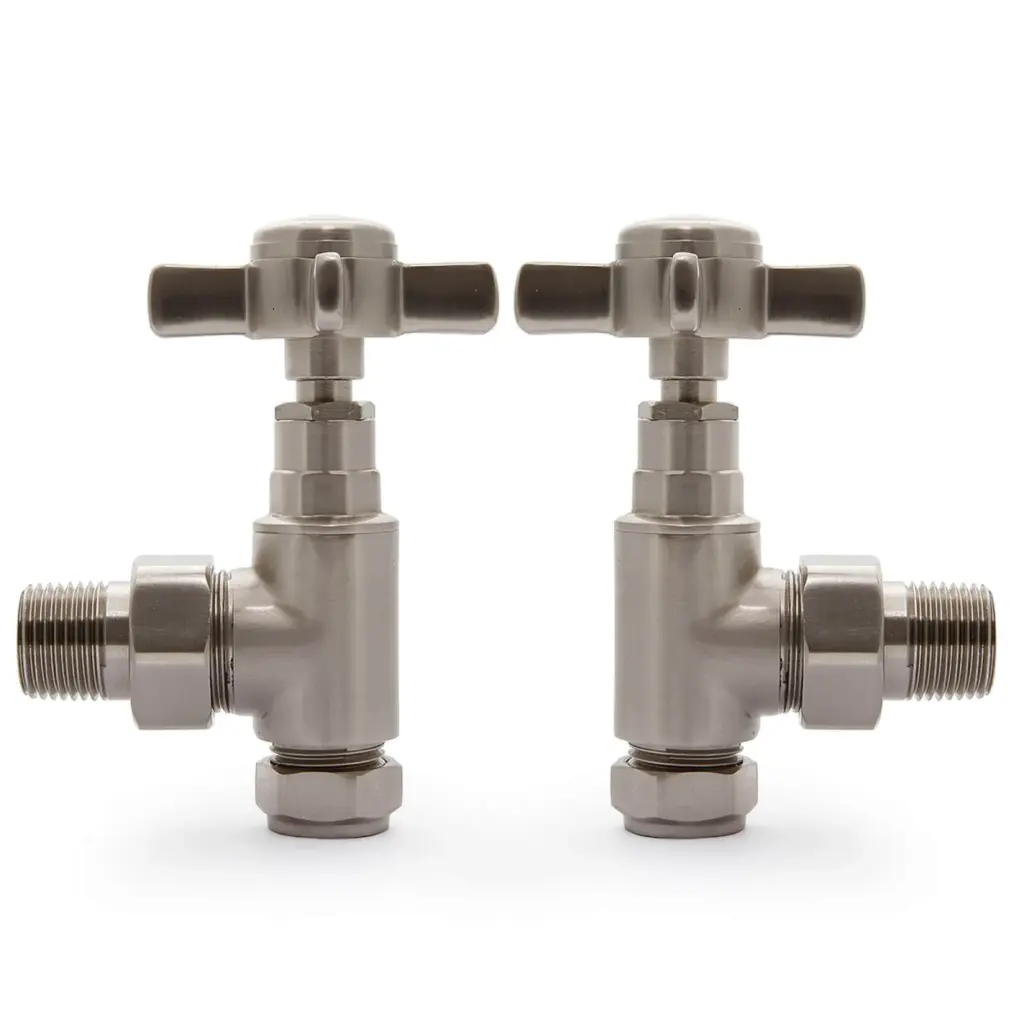 angled manual radiator valve satin nickel