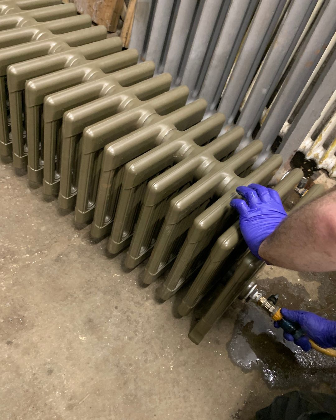 Restored cast iron radiator internally flushed and pressure tested in the Radrestore workshop